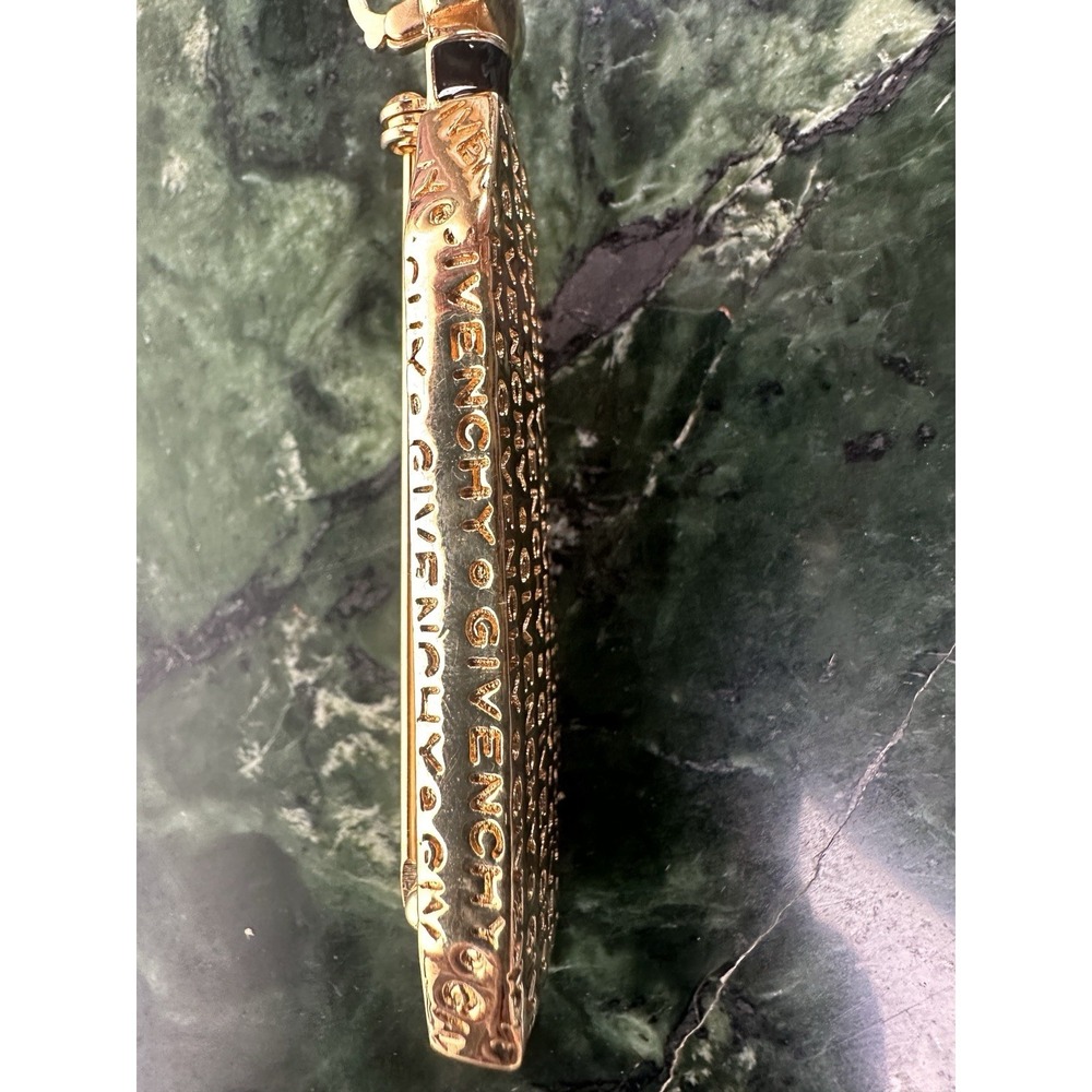 Vintage Givenchy Gold Logo Pin Brooch Pendant Perfume Bottle Signed - Picture 11 of 12